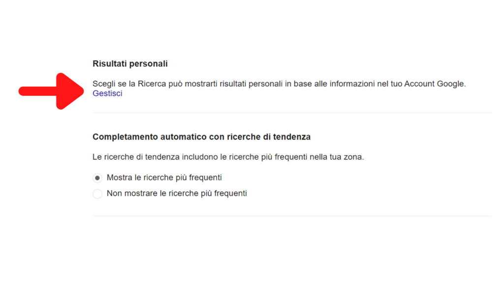 Come cancellare una previsione di ricerca Google risultati personali ReputationUP