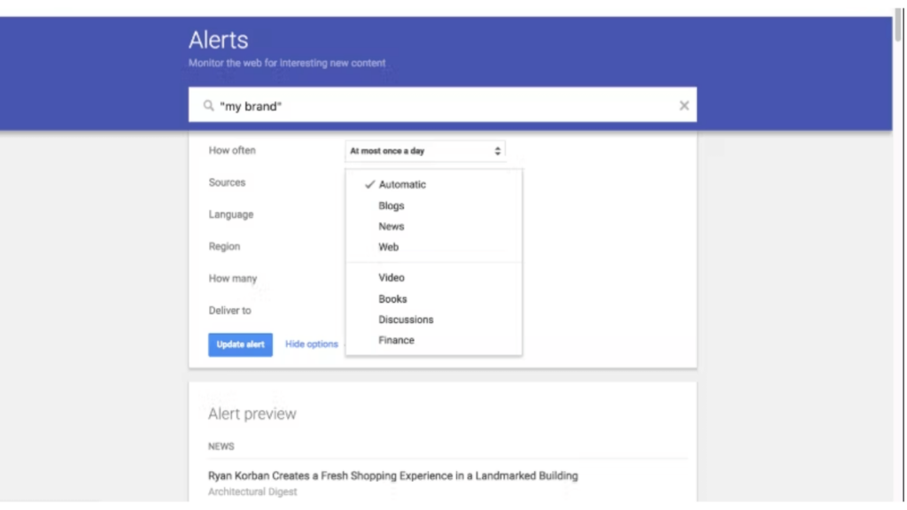 Google Alerts ReputationUP