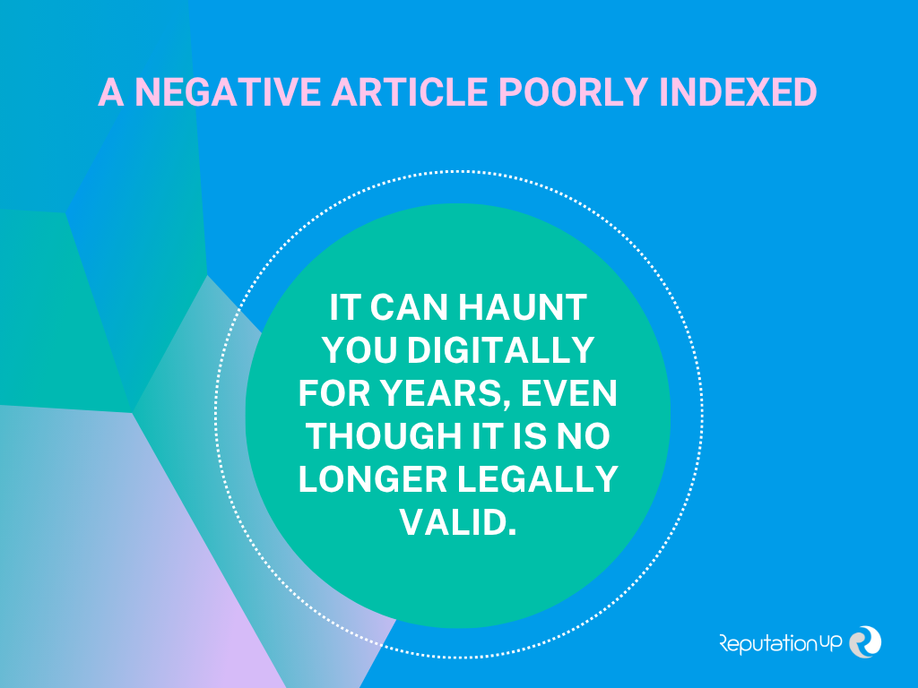 A negative article poorly indexed ReputationUP