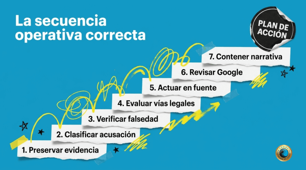 Acusaciones falsas online ReputationUP La secuencia operativa correcta