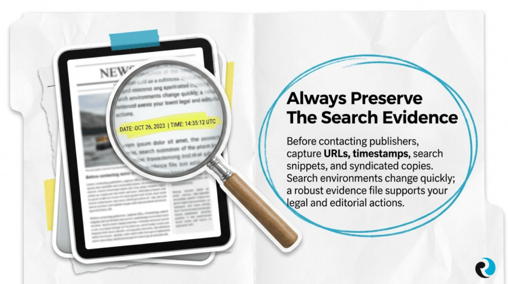 Always Preserve the search evidence News Articles on Google ReputationUP
