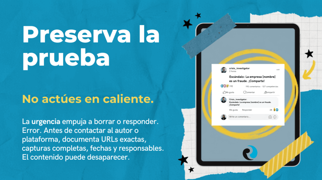 Preservar la prueba cusaciones falsas online ReputationUP